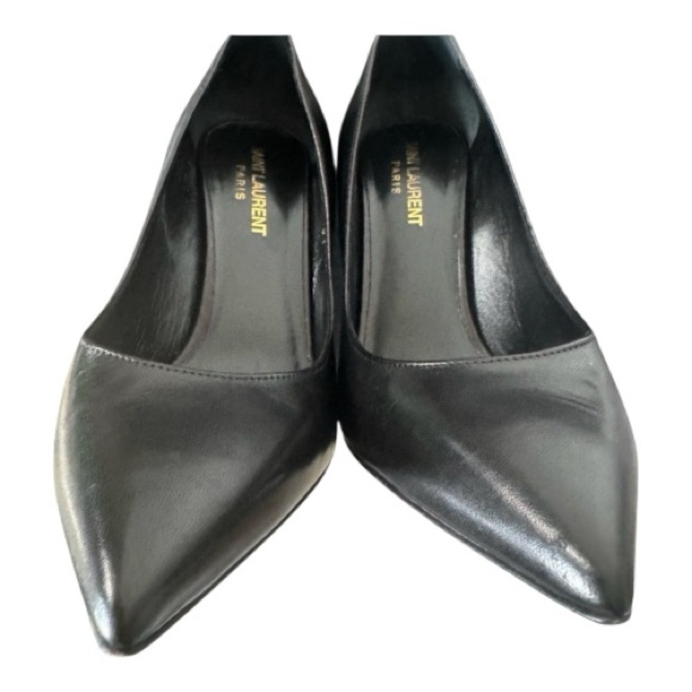 Saint Laurent Paris Black Leather Pointed Toe Pumps | Size 38 | Classic Stiletto - Picture 4 of 6